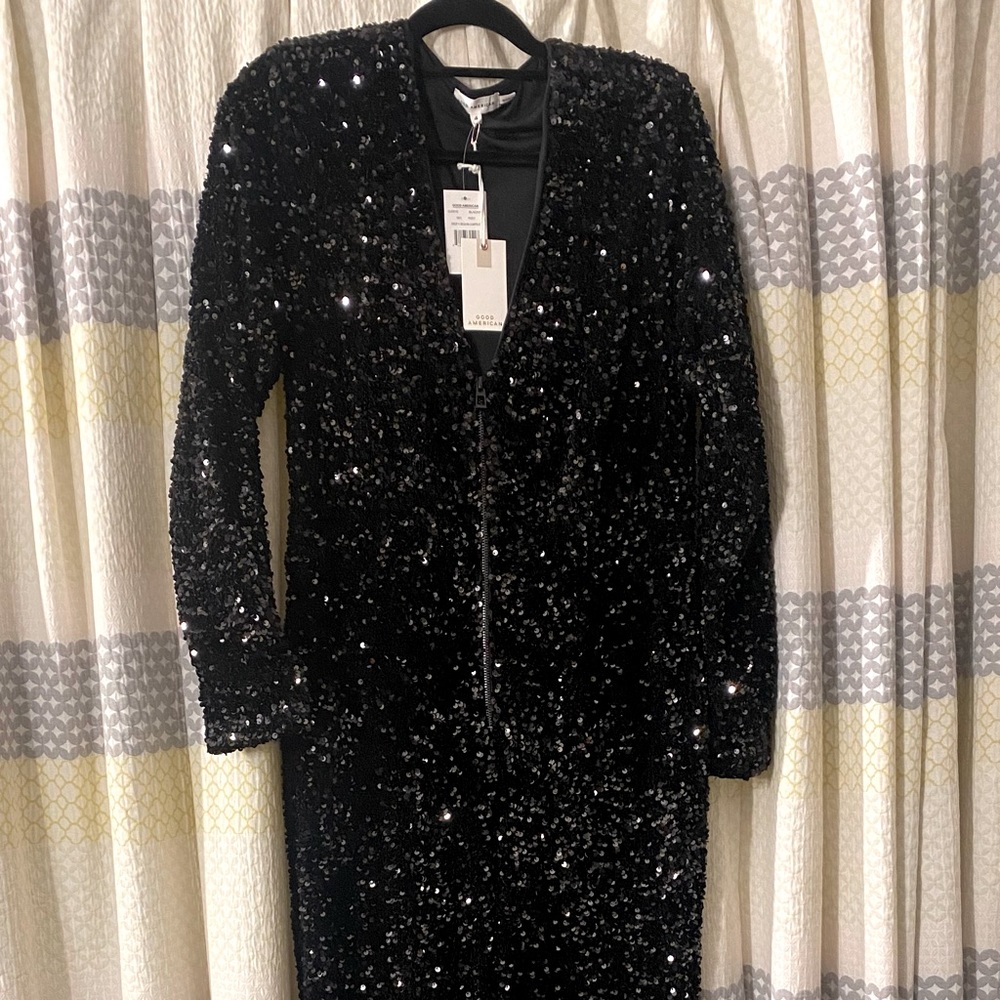 Good American black sequin jumpsuit